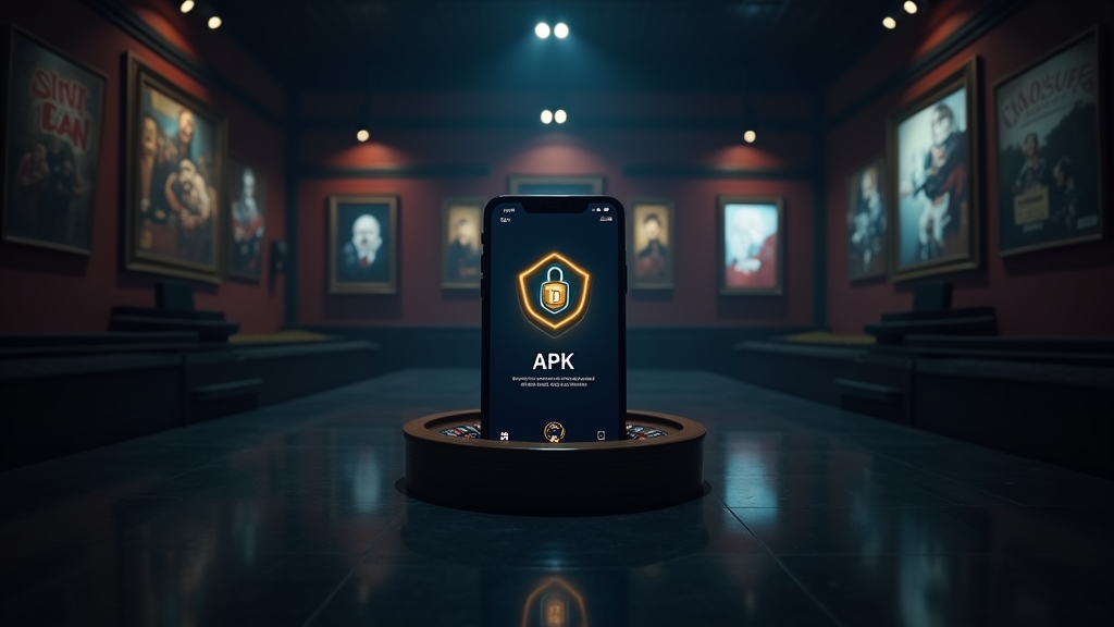 Telefon z plikiem APK i tabelą wymagań instalacji na Androidzie